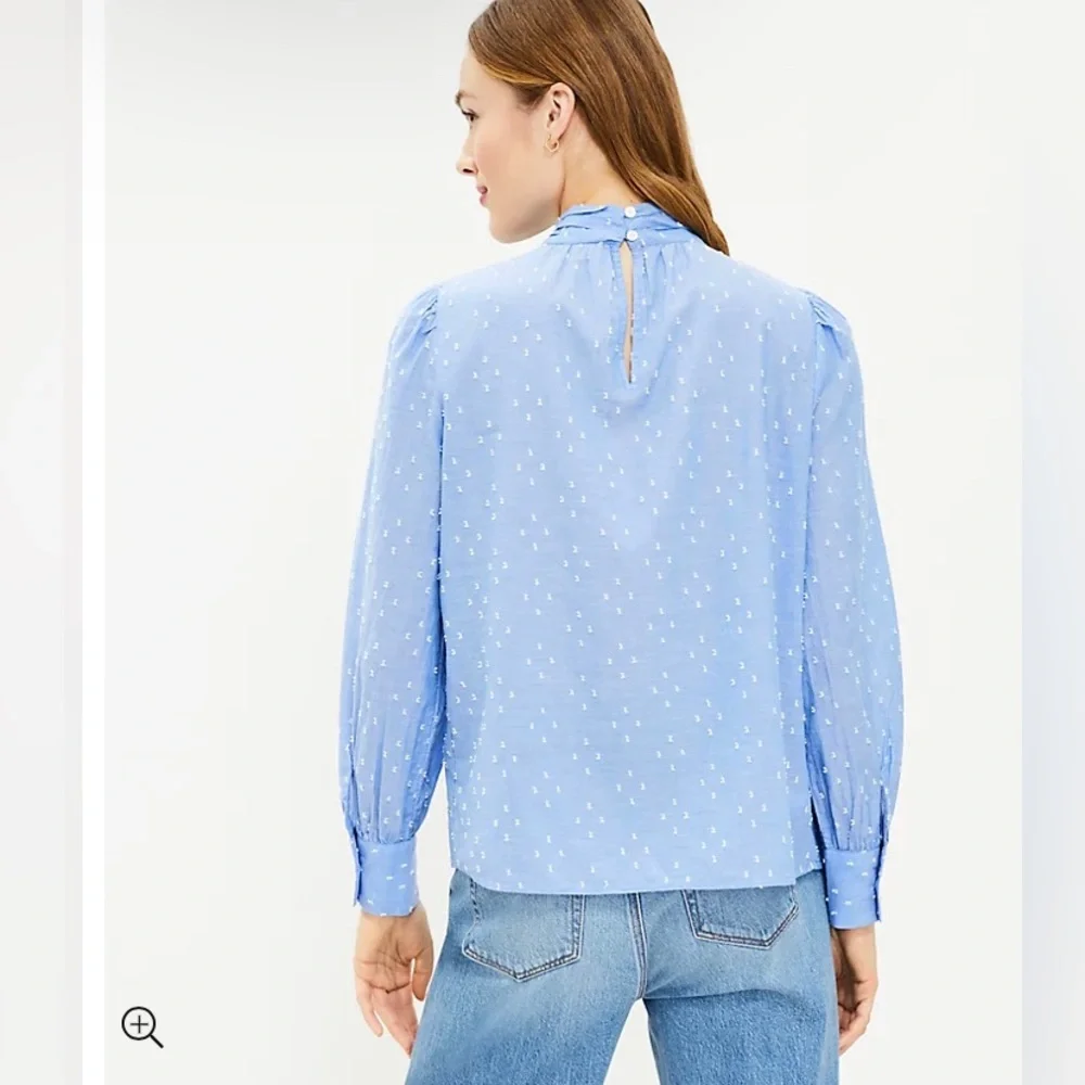 LOFT NWT Clip Mock Neck Long Sleeve Blouse - Picture 3 of 3
